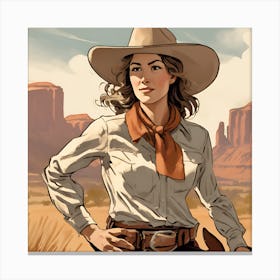 Cowgirl On Horse Vintage Poster 30 Canvas Print