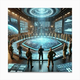 Coordinating Military Exercises Futuristic Canvas Print