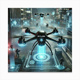 A Futuristic Sci Fi Scene Highlighting Skylark Dro Canvas Print