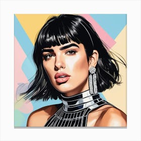 dua lipa colourful art print portrait 5 Canvas Print