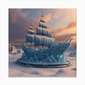Beautiful ice sculpture in the shape of a sailing ship 22 Canvas Print