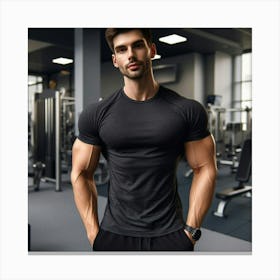 Muscular Man In Gym 1 Canvas Print