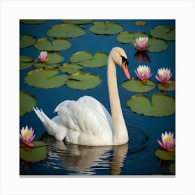 Swan In Water 1 Canvas Print