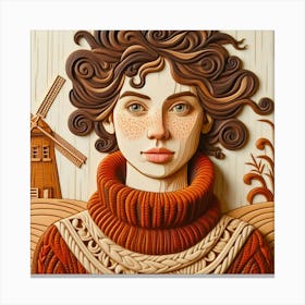 Girl With Windmill Canvas Print