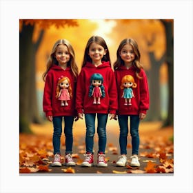 Three Little Girls In Autumn 3 Leinwandbild