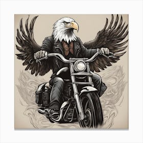 Eagle On A Motorcycle 2 Canvas Print