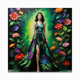 Floral Evening Dress Canvas Print