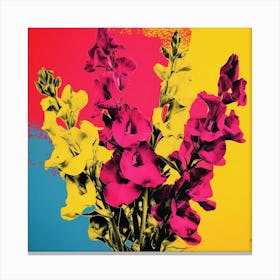 Andy Warhol Style Pop Art Flowers Snapdragon 3 Square Canvas Print