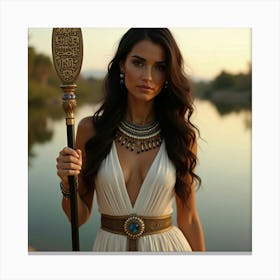 Flux Dev A Regal Female Figure Reminiscent Of An Ancient Egypt 1 Canvas Print