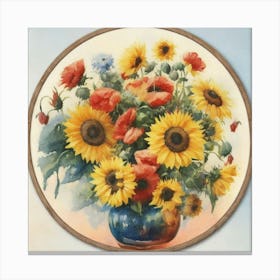 Sunflowers In A Vase Canvas Print