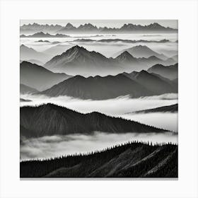 Black And White Mountains Canvas Print