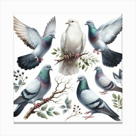 Pigeons 4 Canvas Print