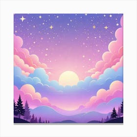 Sky With Twinkling Stars In Pastel Colors Square Composition 169 Canvas Print