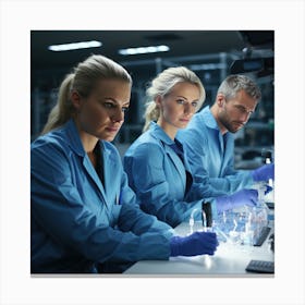 Group Of Scientists Working In Laboratory Canvas Print
