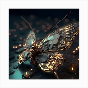 Butterfly On Circuit Board 1 Canvas Print