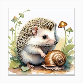 Hedgehog And Snail Artwork For Kids Canvas Print