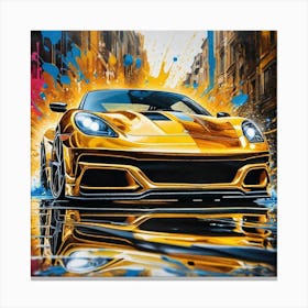 Gold Sports Car 2 Canvas Print
