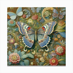 Butterfly And Flowers Canvas Print