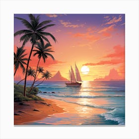 Sunset On The Beach Canvas Print