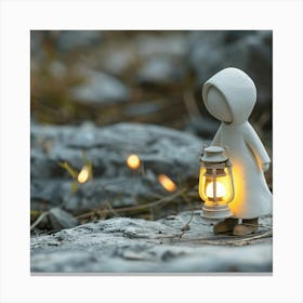 Little Girl With Lantern Canvas Print