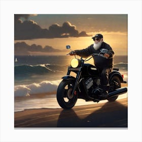 Old Man On A Motorcycle 1 Canvas Print