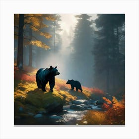 Bears In The Woods Canvas Print