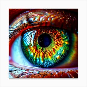 Rainbow Eye Human Close Up Pupil Iris Vision Gaze Look Stare Sight Close Macro Detailed Canvas Print