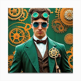 Steampunk Men's After Diner Fashion Cubism Style Canvas Print