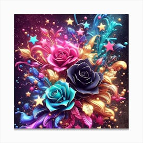 Roses And Stars Canvas Print
