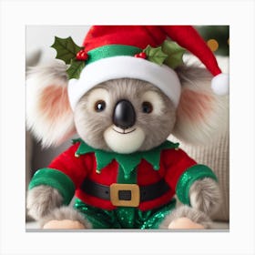 Koala Santa In Christmas Hat Canvas Print