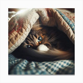 Kitty Under Blanket Canvas Print