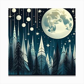 Moon In The Forest Canvas Print