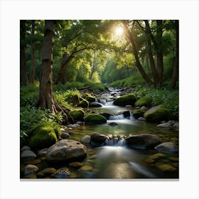 Stream In The Forest Canvas Print