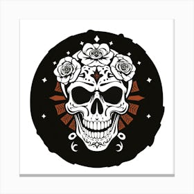 Sugar Skull With Roses 2 Canvas Print