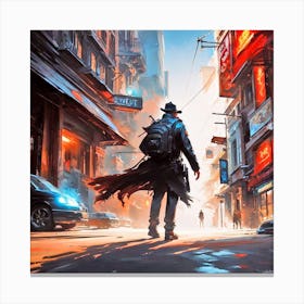 Man Walking Down A City Street 2 Canvas Print