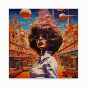 Futuristic Woman. Psychedelic Amsterdam Pulp Fiction. Canvas Print