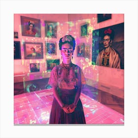 Frida's Virtual Gallery Series. Kahlo is Her Own Virtual Curator. 2 Canvas Print