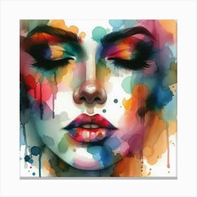 Watercolor Of A Woman'S Face 9 Canvas Print