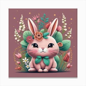 Bunny With Flowers 1 Canvas Print