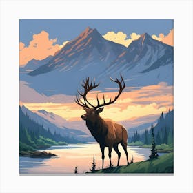 Elk In The Mountains 1 Canvas Print
