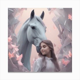 Girl And A Horse 7 Canvas Print