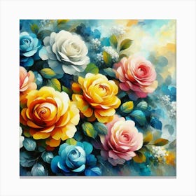 Colorful Roses oil painting abstract painting art Canvas Print