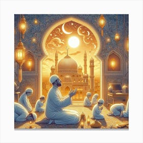 Muslim Prayer Ramadan Canvas Print