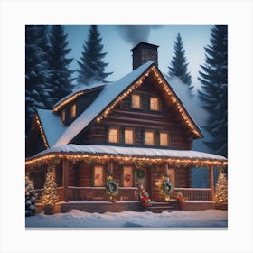 Christmas House In The Woods Canvas Print