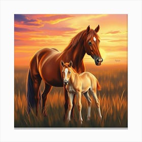 Horse And Foal 3 Canvas Print