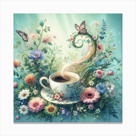 Coffee And Butterflies 1 Canvas Print