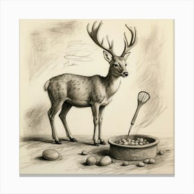 Deer In The Kitchen 1 Canvas Print