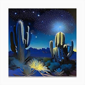 Cactus At Night Canvas Print