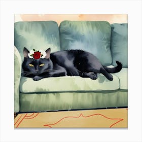 1000014861 beautiful Black cat art print Canvas Print