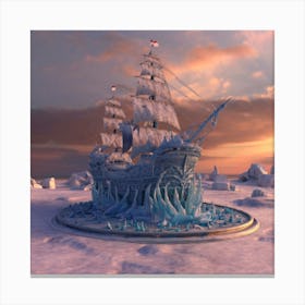 Beautiful ice sculpture in the shape of a sailing ship 3 Canvas Print